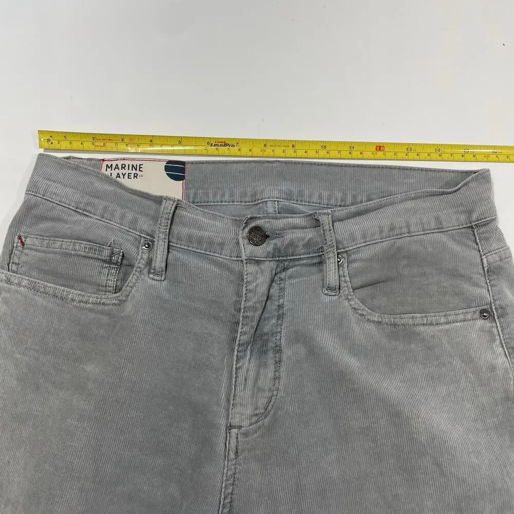 Marine Layer Pants Men’s 32 X 30 Gray Corduroy Cambridge Cord Casual Stretch
